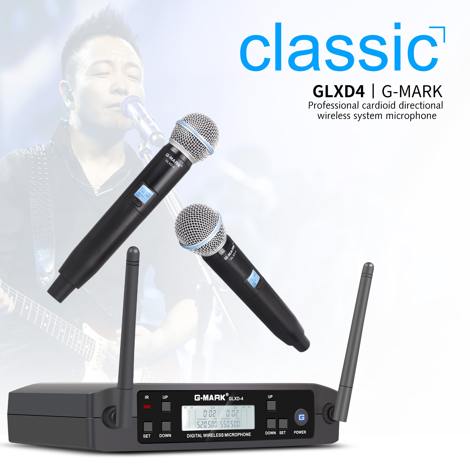 Wireless Microphone G-MARK K8 UHF Karaoke Mic K8无线充电麦克风