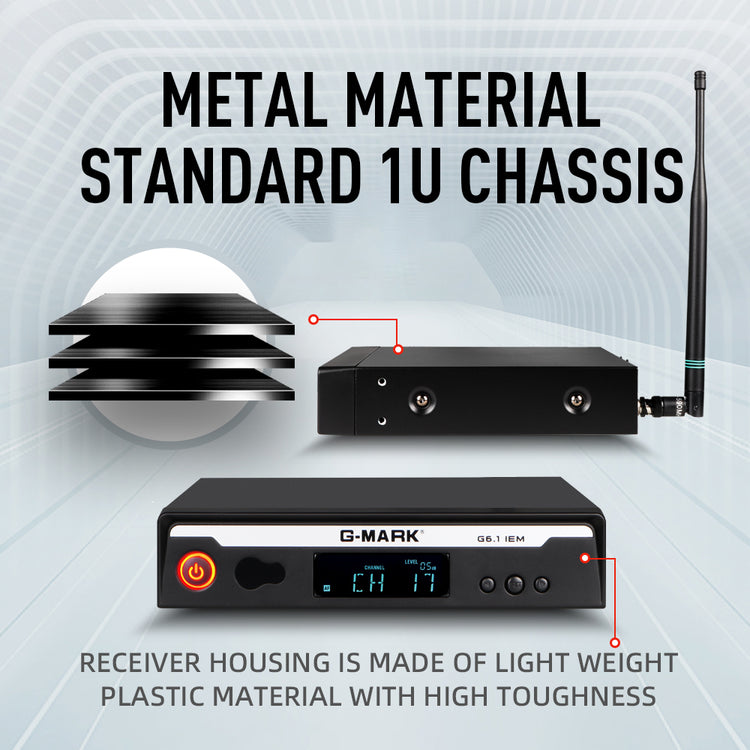 In Ear Monitor G-MARK G6.1IEM UHF Stereo wireless Monitoring System For Stage Singer Guitar Studio Band Performance