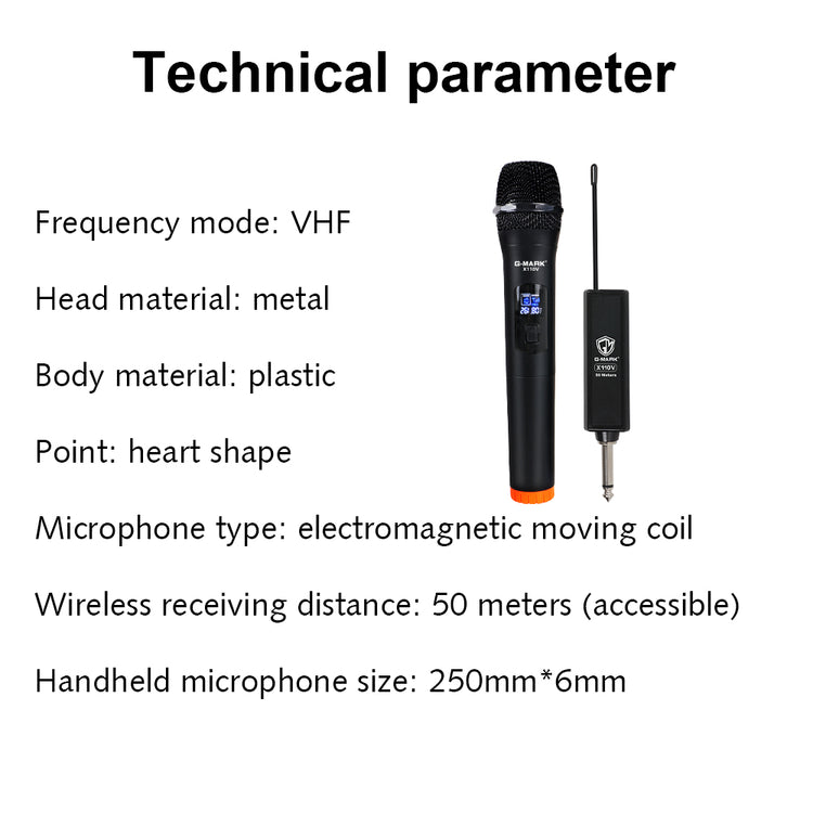 Wireless Microphone G-MARK X110V Karaoke Mic Rechargeable Lithium Battery Easy Use For Church Party Home Meeting Show Host