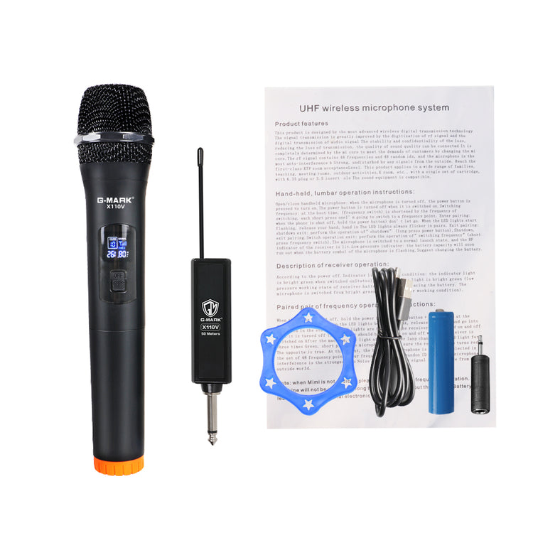 Wireless Microphone G-MARK X110V Karaoke Mic Rechargeable Lithium Battery Easy Use For Church Party Home Meeting Show Host