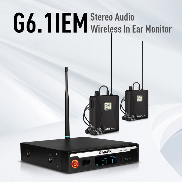 In Ear Monitor G-MARK G6.1IEM UHF Stereo wireless Monitoring System For Stage Singer Guitar Studio Band Performance