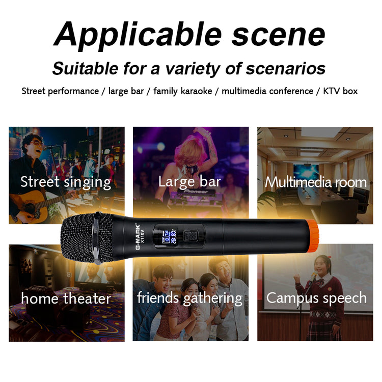 Wireless Microphone G-MARK X110V Karaoke Mic Rechargeable Lithium Battery Easy Use For Church Party Home Meeting Show Host
