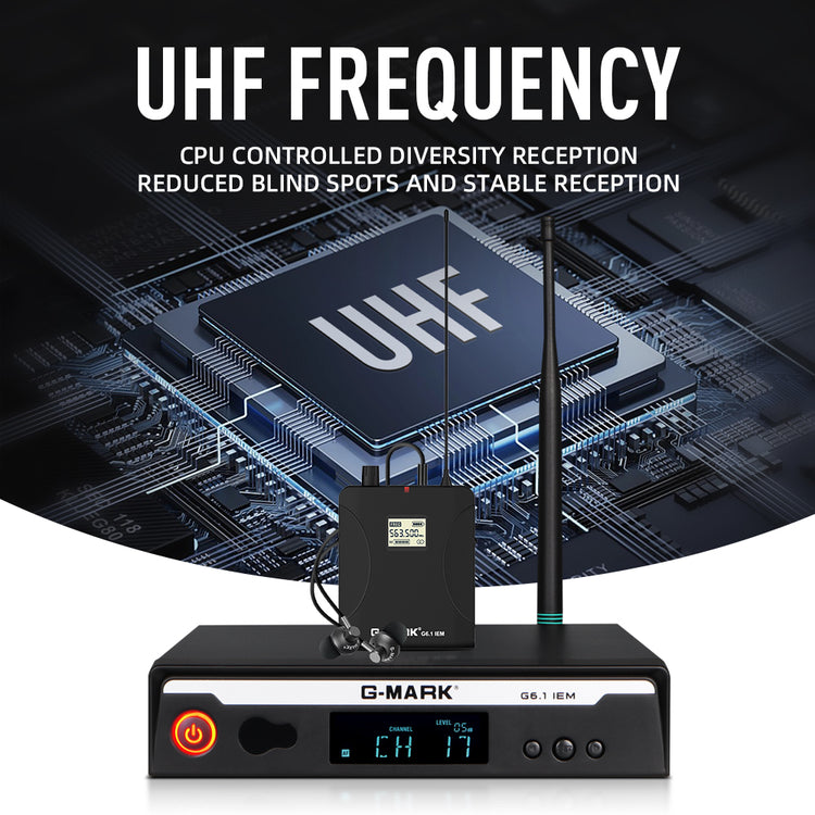 In Ear Monitor G-MARK G6.1IEM UHF Stereo wireless Monitoring System For Stage Singer Guitar Studio Band Performance