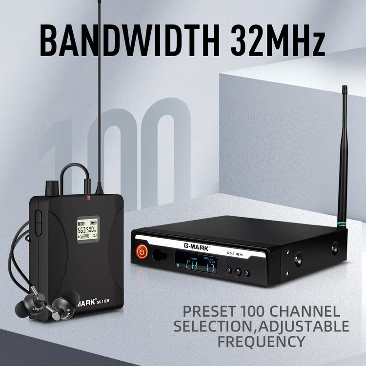 In Ear Monitor G-MARK G6.1IEM UHF Stereo wireless Monitoring System For Stage Singer Guitar Studio Band Performance