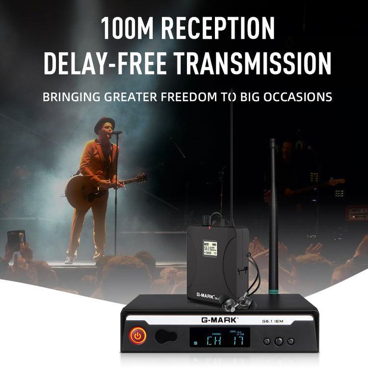In Ear Monitor G-MARK G6.1IEM UHF Stereo wireless Monitoring System For Stage Singer Guitar Studio Band Performance