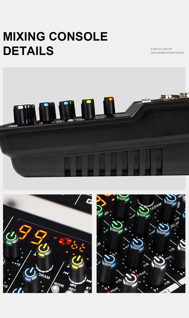 Audio Sound Mixer with Microphone G-MARK Studio 6 Bluetooth  Portable DJ Console +48V USB Interface Mixing Boards For Studio Live Recording PC