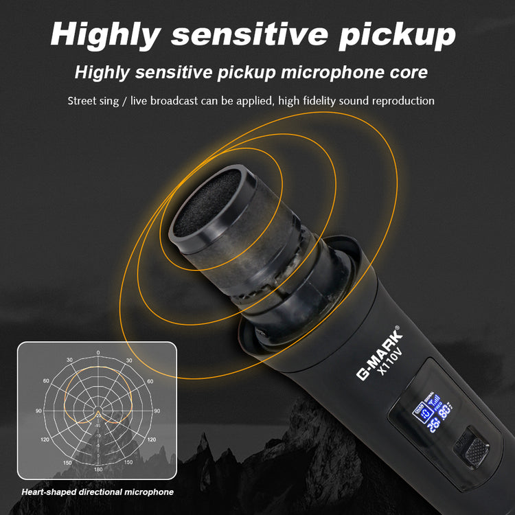 Wireless Microphone G-MARK X110V Karaoke Mic Rechargeable Lithium Battery Easy Use For Church Party Home Meeting Show Host