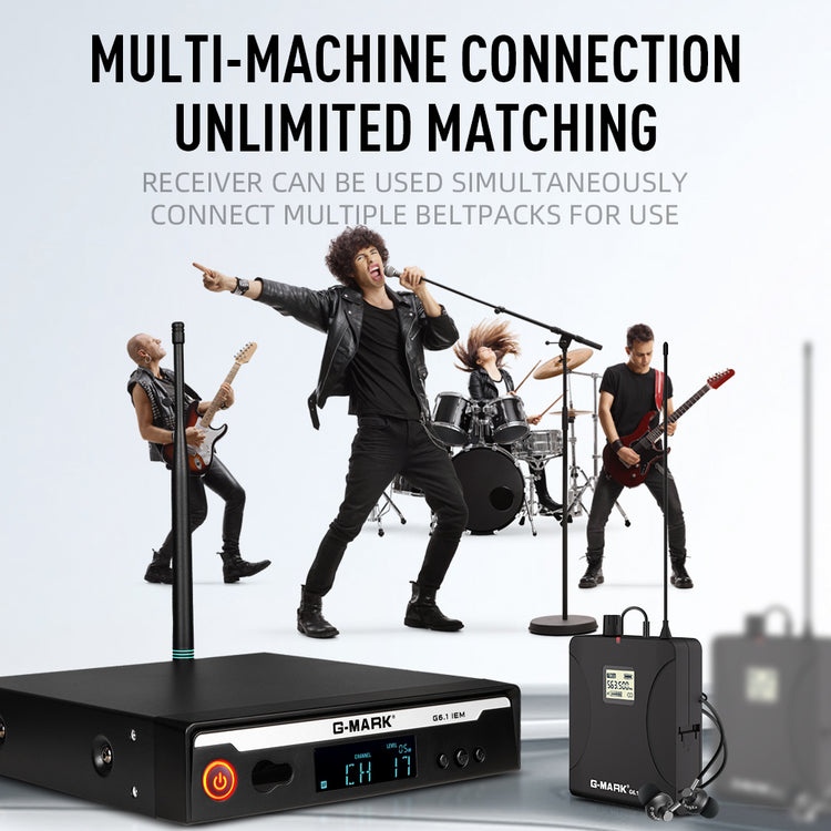 In Ear Monitor G-MARK G6.1IEM UHF Stereo wireless Monitoring System For Stage Singer Guitar Studio Band Performance