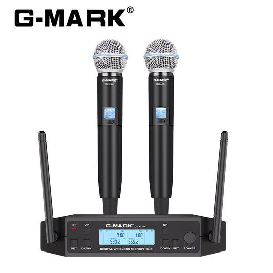 Microphone Wireless G-MARK GLXD4 Professional UHF System Handheld Mic For Stage Speech Wedding Show Band Home Party Church