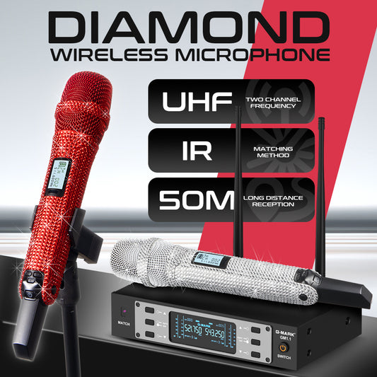 G-MARK Wireless Microphone GM1.1 Professional UHF Frequency Adjustable Metal Handheld Karaoke Mic For Party Show Teaching Wedding