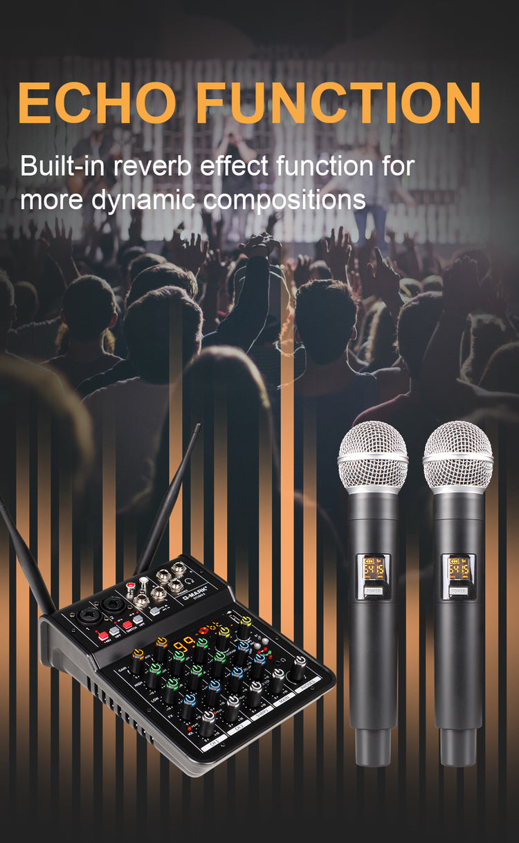 Audio Sound Mixer with Microphone G-MARK Studio 6 Bluetooth  Portable DJ Console +48V USB Interface Mixing Boards For Studio Live Recording PC