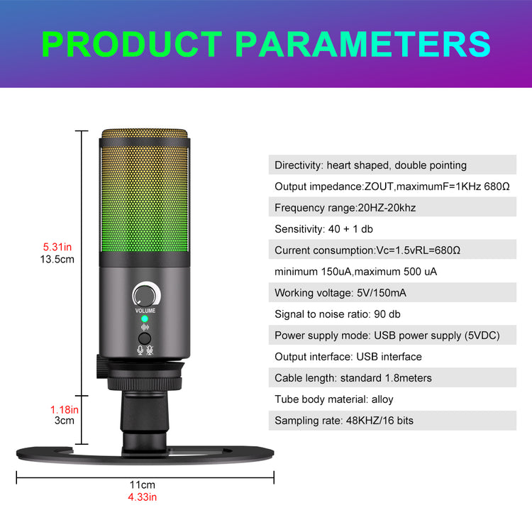 USB Condenser Microphone G-MARK MK6 Podcast Mic With Mute Button For Gaming Streaming Recording Online Chat Computer PS4/5