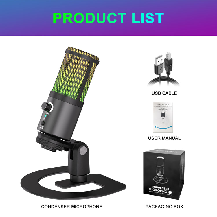 USB Condenser Microphone G-MARK MK6 Podcast Mic With Mute Button For Gaming Streaming Recording Online Chat Computer PS4/5