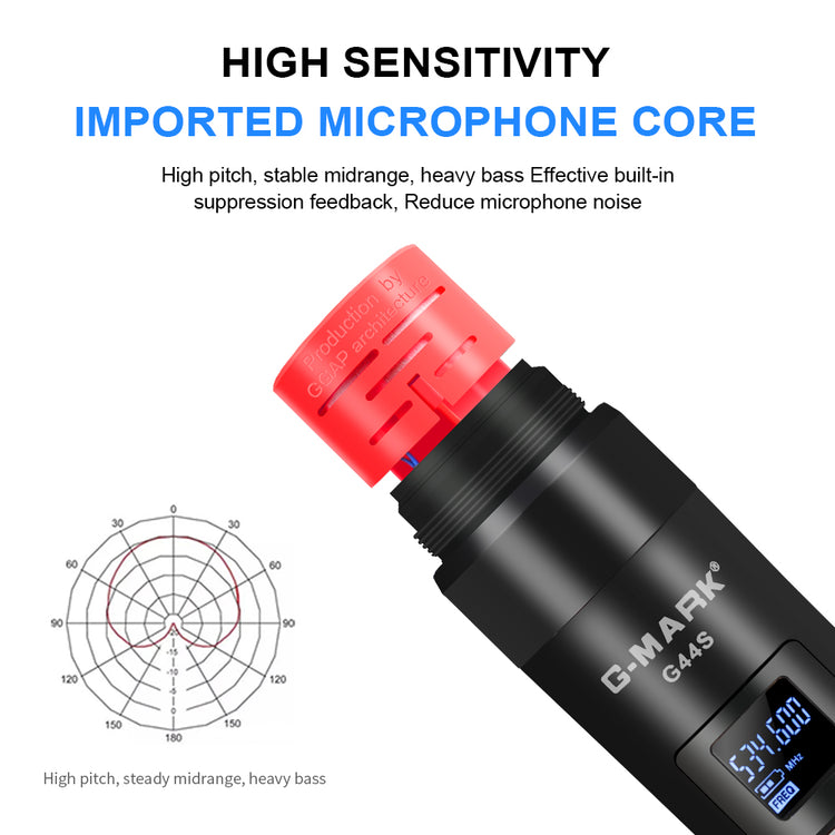 4 Wireless Microphone System G-MARK G44S Professional UHF 4 Channels Microphon Karaoke Mic Handheld Automatic Frequency Adjustable Metal Body For Party Speaker Show Stage Wedding