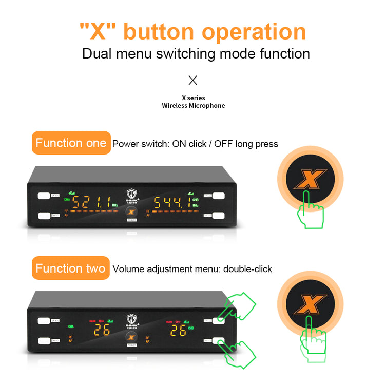 Wireless Microphone G-MARK X320FM Professional UHF Karaoke System Handheld Mic For Stage Speech Wedding Show Band Home Party Churcha