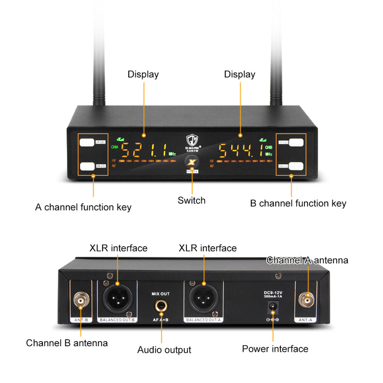 Wireless Microphone G-MARK X320FM Professional UHF Karaoke System Handheld Mic For Stage Speech Wedding Show Band Home Party Churcha