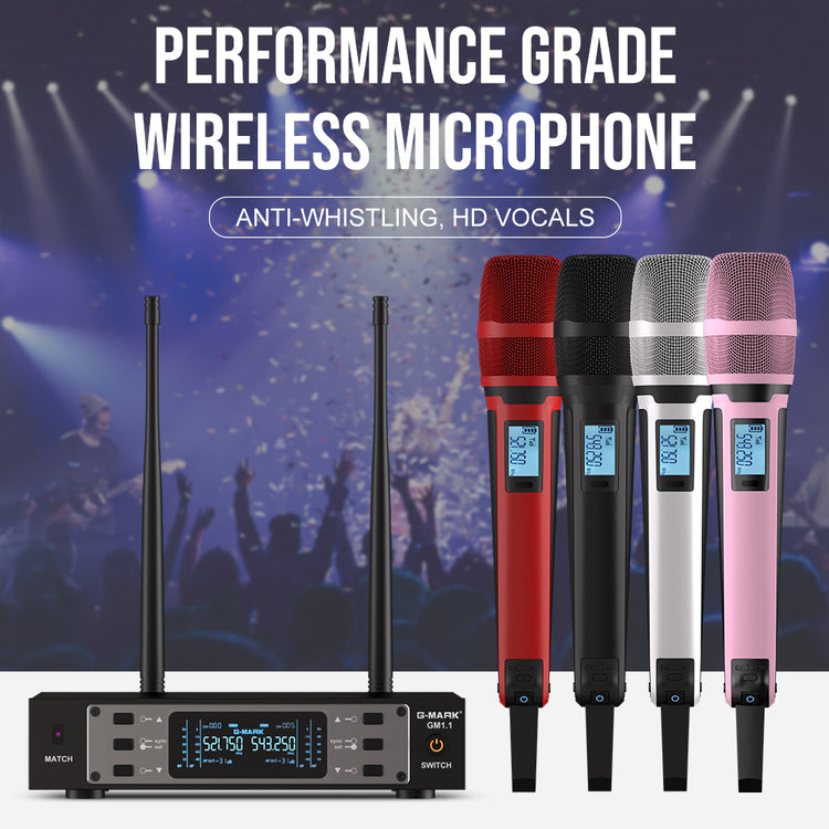 Wireless Microphone G-MARK GM1.1 Professional UHF Frequency Adjustable Metal Handheld Karaoke Mic For Party Show Teaching Wedding