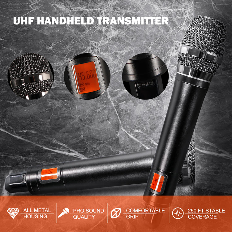 Wireless Microphone System G-MARK GT400 UHF 4 Channels Karaoke Mic Handheld Frequency Adjustable Metal Body For Party Speaker Show Stage Wedding