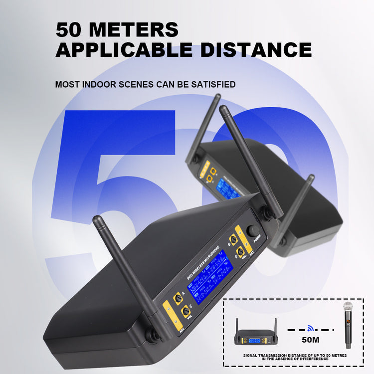 Wireless Microphone G-MARK GLC640 Professional 4 Channels Karaoke Mic Adjustable Frequency For Home Party Speaker Show Stage