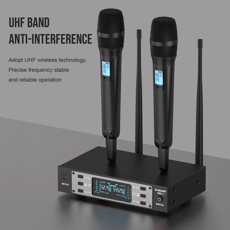 Wireless Microphone G-MARK GM1.1 Professional UHF Frequency Adjustable Metal Handheld Karaoke Mic For Party Show Teaching Wedding