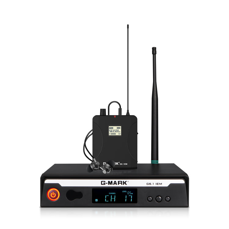 In Ear Monitor G-MARK G6.1IEM UHF Stereo wireless Monitoring System For Stage Singer Guitar Studio Band Performance