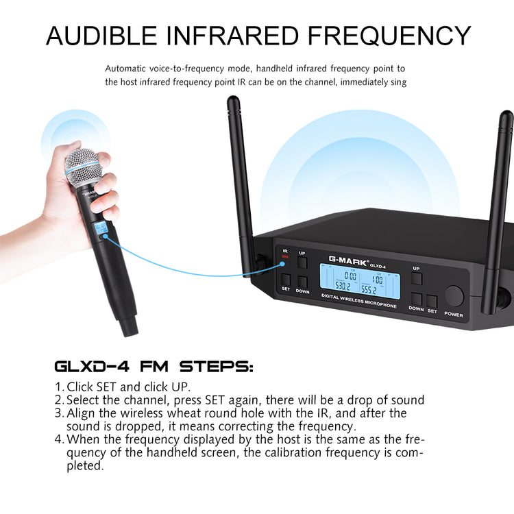 Microphone Wireless G-MARK GLXD4 Professional UHF System Handheld Mic For Stage Speech Wedding Show Band Home Party Church