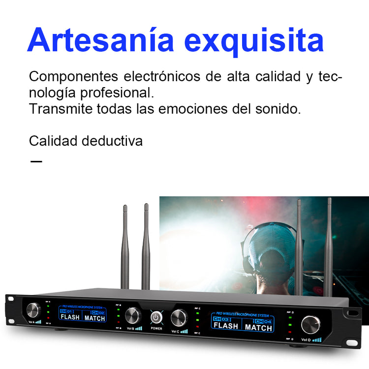 Microphone Wireless G-MARK G440 Professional 4 Channels UHF Dynamic Handheld Mic Church Karaoke Party Stage Host Wedding 50 M