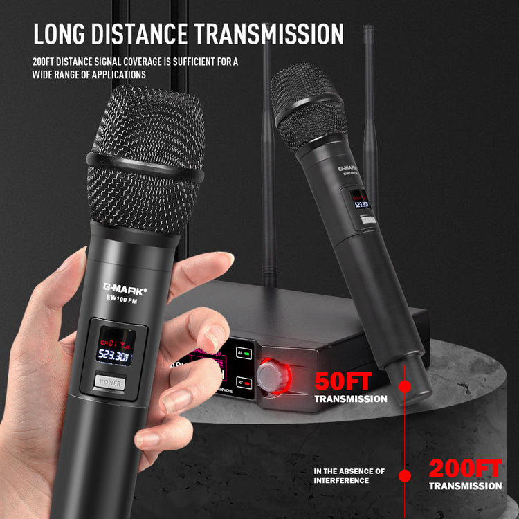 Karaoke Microphone G-MARK EW100FIX Professional UHF Handheld Mic Fixed Frequency 50M For Home Party Show Wedding