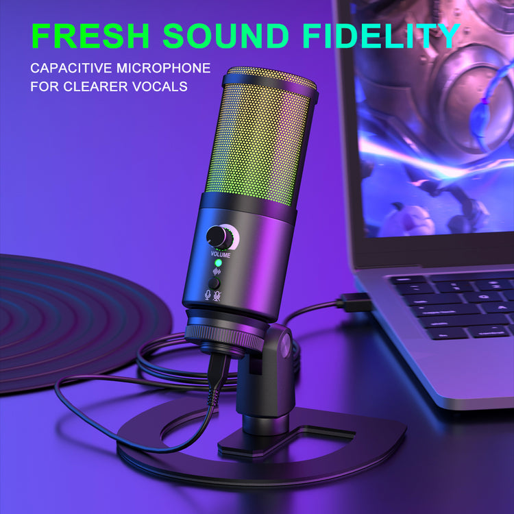 USB Condenser Microphone G-MARK MK6 Podcast Mic With Mute Button For Gaming Streaming Recording Online Chat Computer PS4/5