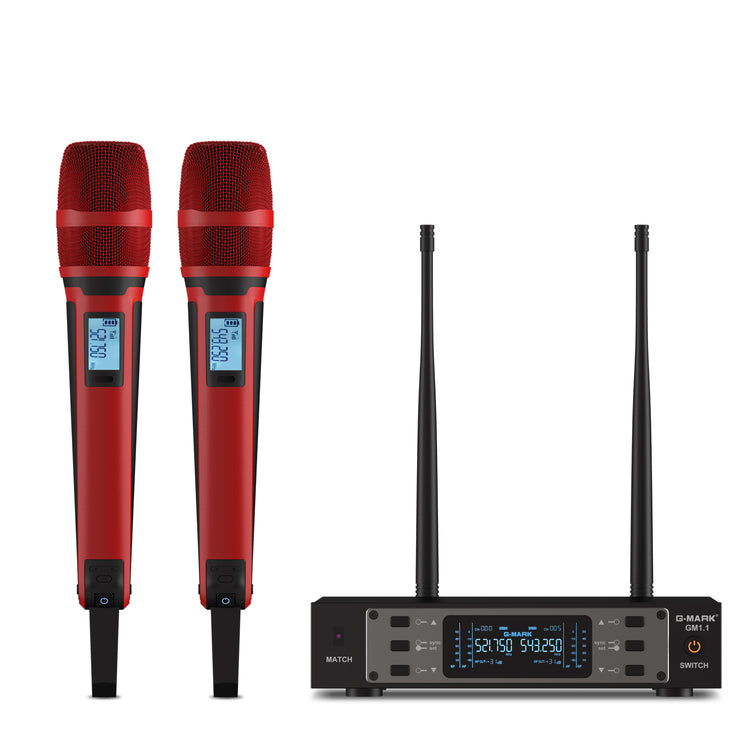 Wireless Microphone G-MARK GM1.1 Professional UHF Frequency Adjustable Metal Handheld Karaoke Mic For Party Show Teaching Wedding