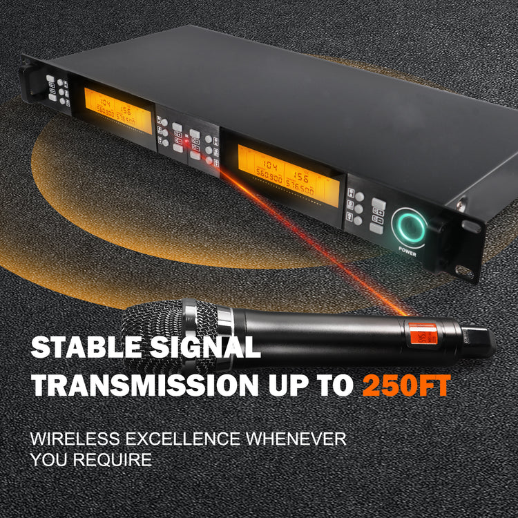 Wireless Microphone System G-MARK GT400 UHF 4 Channels Karaoke Mic Handheld Frequency Adjustable Metal Body For Party Speaker Show Stage Wedding