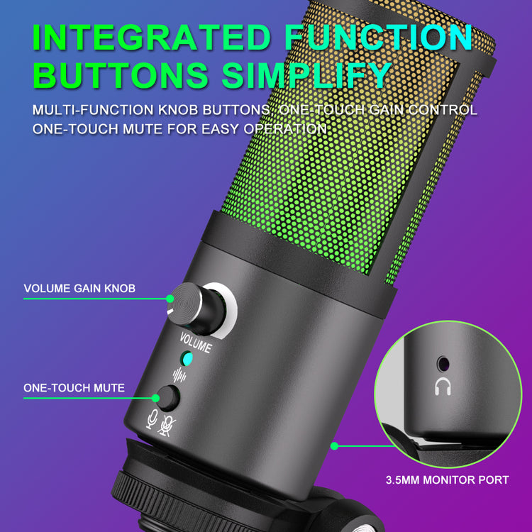 USB Condenser Microphone G-MARK MK6 Podcast Mic With Mute Button For Gaming Streaming Recording Online Chat Computer PS4/5