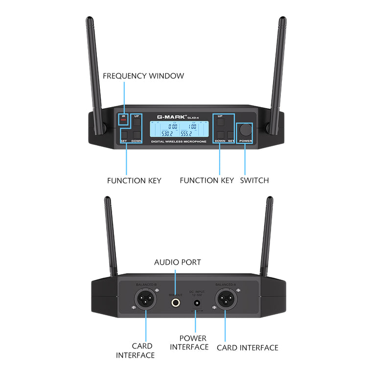 Microphone Wireless G-MARK GLXD4 Professional UHF System Handheld Mic For Stage Speech Wedding Show Band Home Party Church