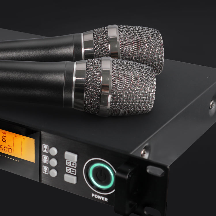 Wireless Microphone System G-MARK GT400 UHF 4 Channels Karaoke Mic Handheld Frequency Adjustable Metal Body For Party Speaker Show Stage Wedding