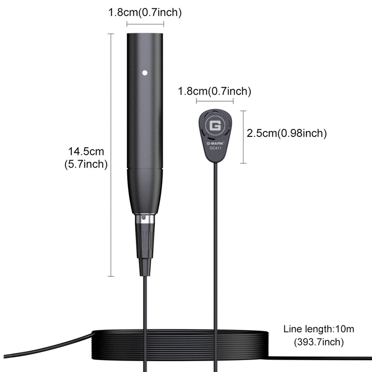 G-MARK Pro Audio GC411 High-Performance Miniature Condenser Vibration Pickup for String Instruments with MPAVL Standard XLR Connector