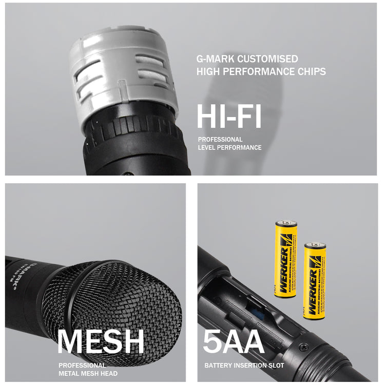 Karaoke Microphone G-MARK EW100FIX Professional UHF Handheld Mic Fixed Frequency 50M For Home Party Show Wedding