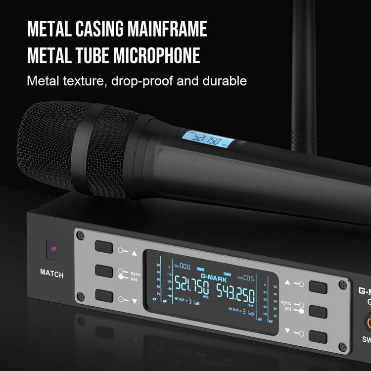Wireless Microphone G-MARK GM1.1 Professional UHF Frequency Adjustable Metal Handheld Karaoke Mic For Party Show Teaching Wedding