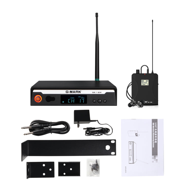 In Ear Monitor G-MARK G6.1IEM UHF Stereo wireless Monitoring System For Stage Singer Guitar Studio Band Performance