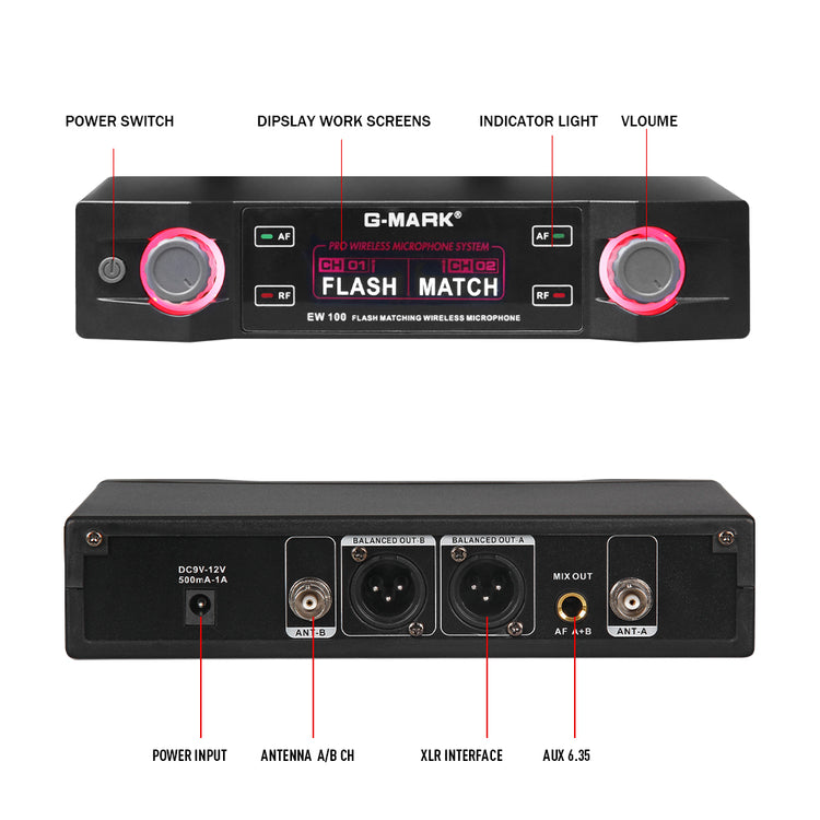 Karaoke Microphone G-MARK EW100FIX Professional UHF Handheld Mic Fixed Frequency 50M For Home Party Show Wedding