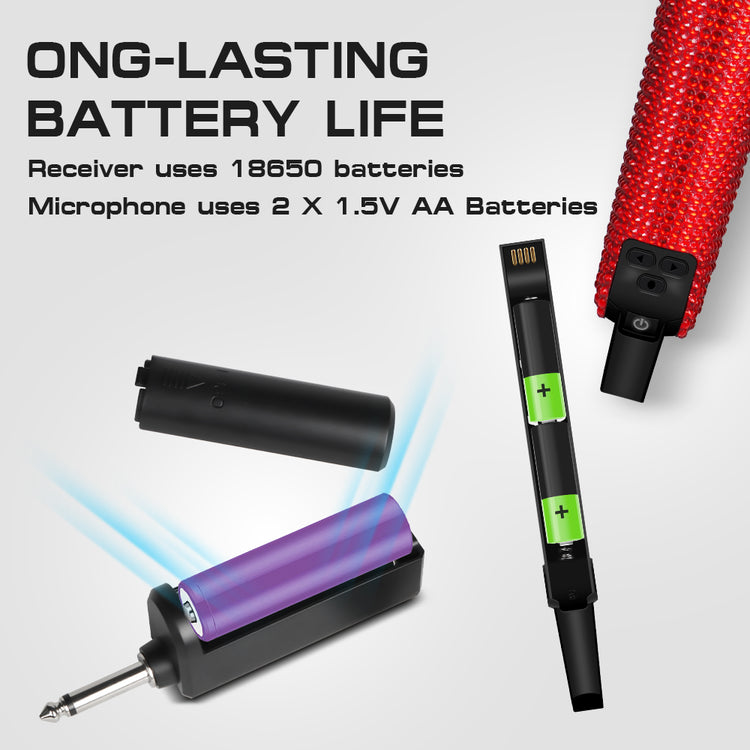 Diamond Microphone G-MARK SKM9000 Luxury sparkling Wireless Microphone Professional UHF Frequency Adjustable Studio Sound Metal Handheld Mic For Party Show Teaching Wedding