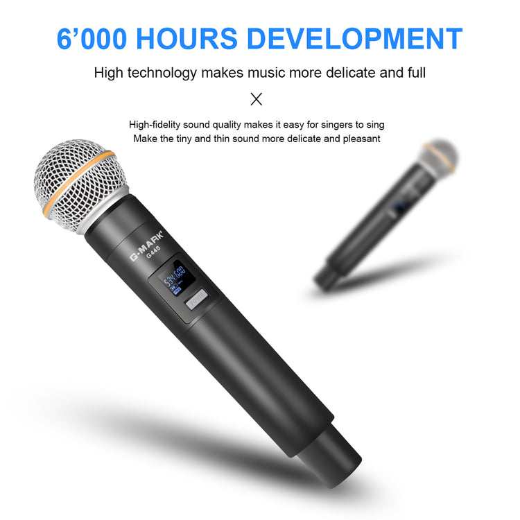 4 Wireless Microphone System G-MARK G44S Professional UHF 4 Channels Microphon Karaoke Mic Handheld Automatic Frequency Adjustable Metal Body For Party Speaker Show Stage Wedding