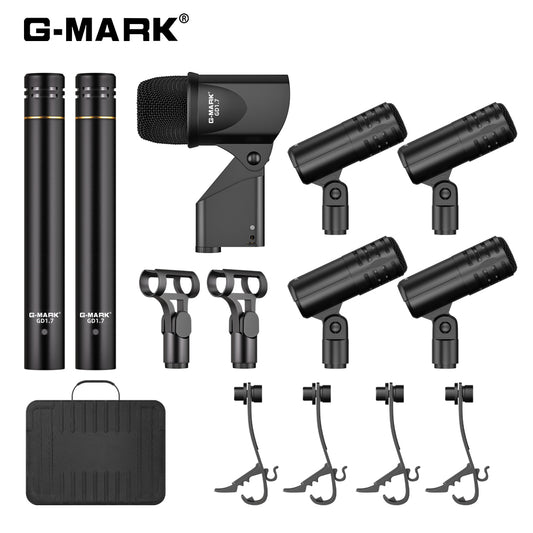 Drum Microphone Kit G-MARK GD1.7 Musical Instruments Mic For Band DJ Stage Instrumental Performance Recording Live With Case