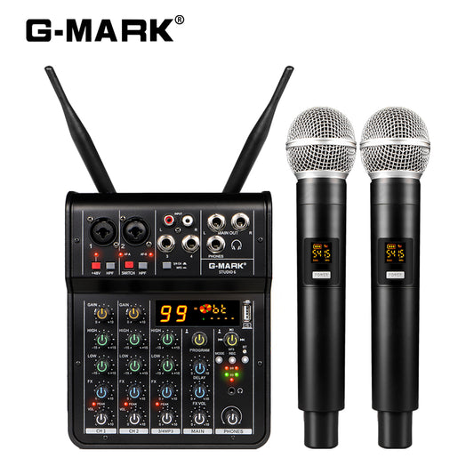 Audio Sound Mixer with Microphone G-MARK Studio 6 Bluetooth Portable DJ Console +48V USB Interface Mixing Boards For Studio Live Recording PC