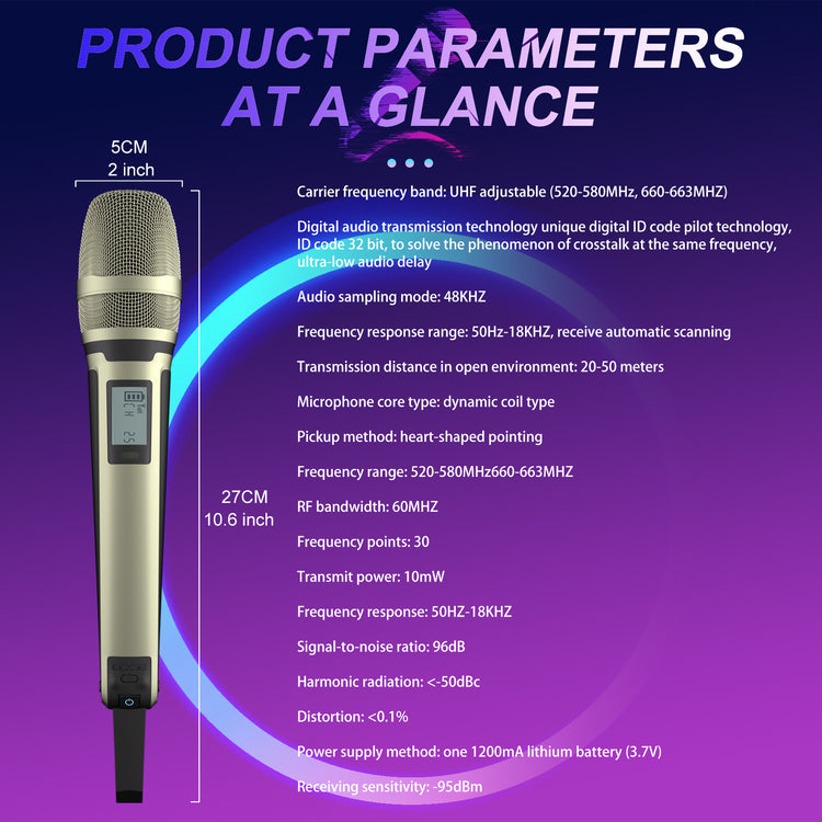G-MARK SKM9000 Wireless Microphone Professional UHF Frequency Adjustable Metal Handheld Mic For Party Show Teaching Wedding