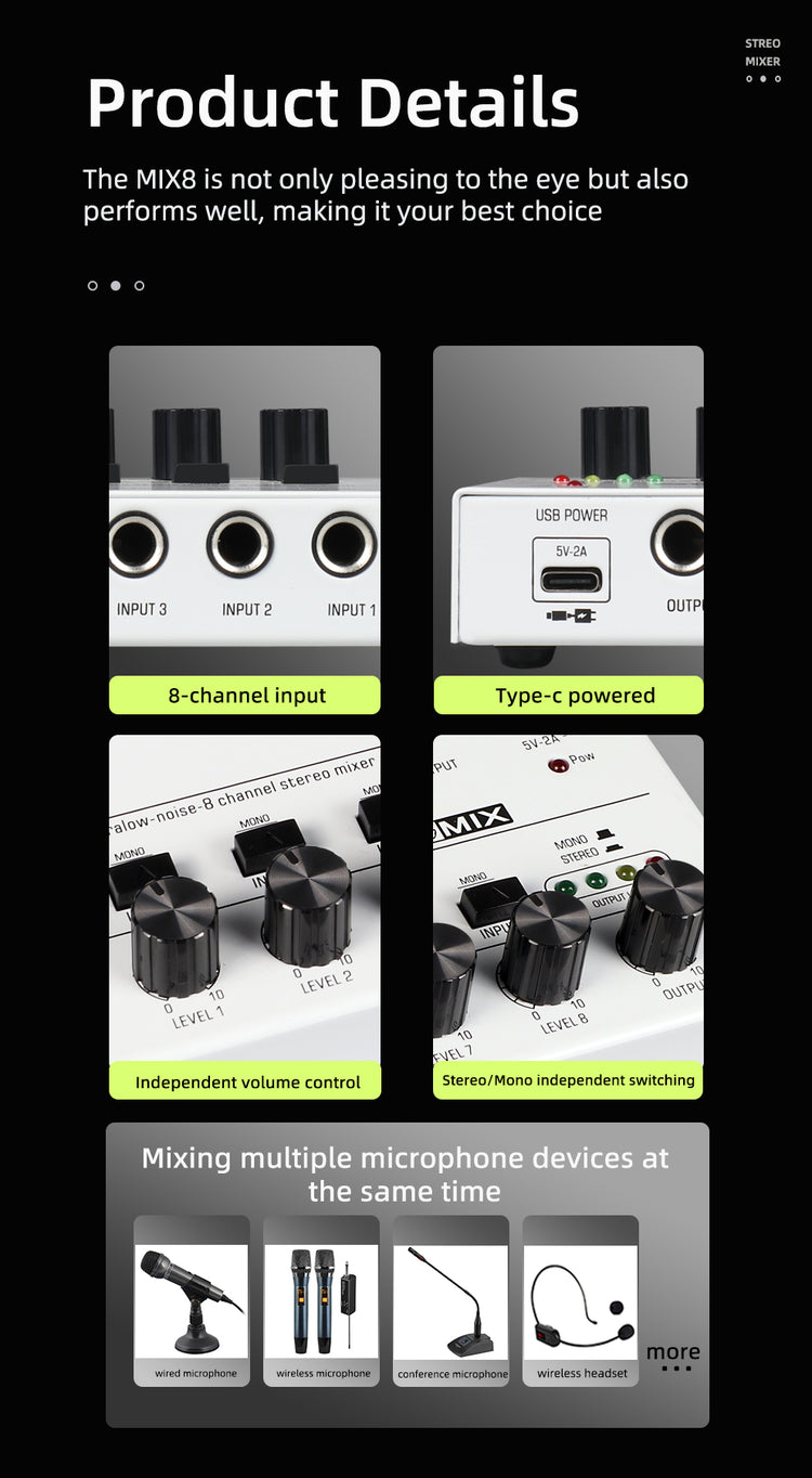 Audio Interface G-MARK Mix8 For the Guitarist Vocalist Podcaster Producer High Fidelity Studio Quality Recording