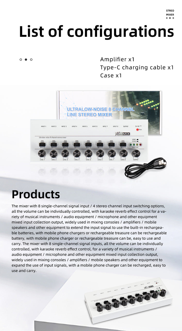 Audio Interface G-MARK Mix8 For the Guitarist Vocalist Podcaster Producer High Fidelity Studio Quality Recording