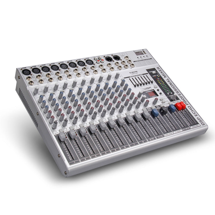 DJ Mixer G-MARK GMX1200 12 channel Professional USB Audio Mixing console Music Studio 8 mono 4 stereo 7 brand EQ 16 Effect Podcast Streaming Audio Interface