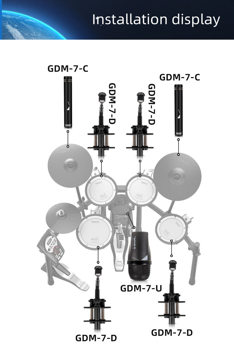 Drum Microphone Kit G-MARK GDM7 Musical Instruments Mic For Band DJ Stage Instrumental Performance Recording Live With Case