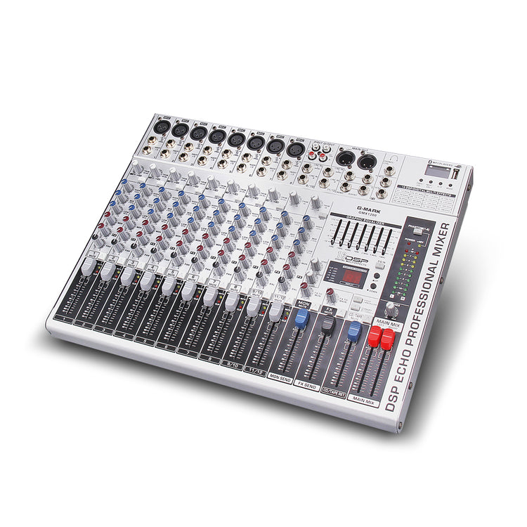 DJ Mixer G-MARK GMX1200 12 channel Professional USB Audio Mixing console Music Studio 8 mono 4 stereo 7 brand EQ 16 Effect Podcast Streaming Audio Interface