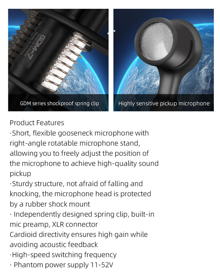 Drum Microphone Kit G-MARK GDM7 Musical Instruments Mic For Band DJ Stage Instrumental Performance Recording Live With Case